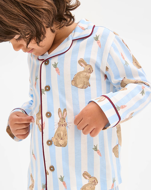 Bunny stripes Australian Cotton family matching PJ sets