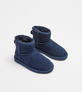 Boys sheepskin and leather slipper boot