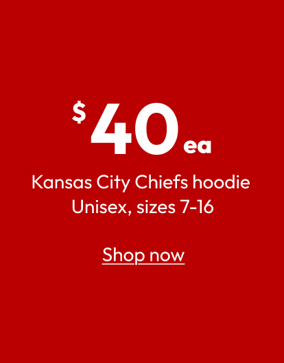 Kansas City Chiefs hoodie Unisex, sizes 7-16