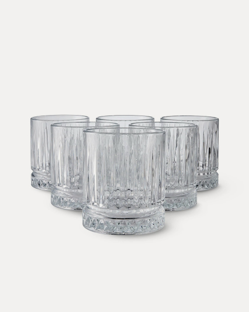 6 Clear Manhattan Tumbler Glasses