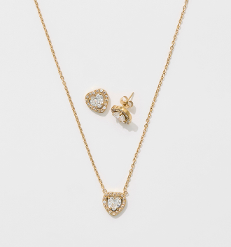 Waterproof 2 pack halo heart jewellery set