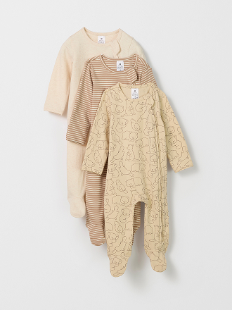 Organic Cotton 3 pack baby zip coverall