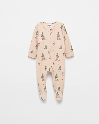 Disney Winnie organic cotton print zip coverall