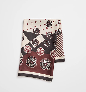 Square silk twill scarf - paisley splice