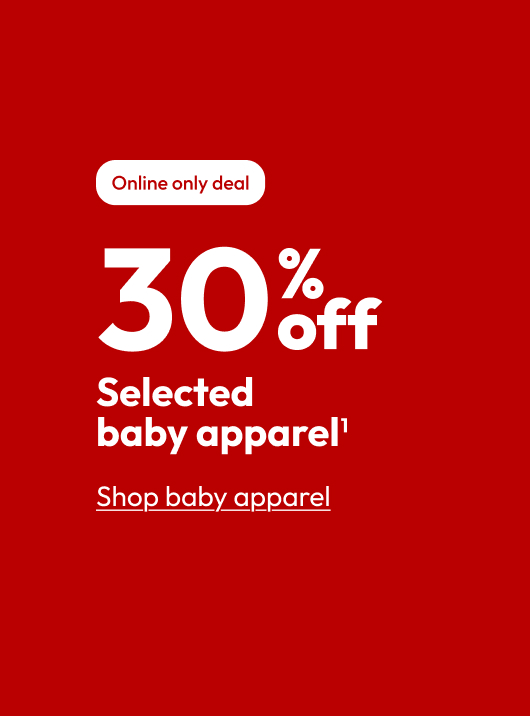 30% off Selected baby apparel