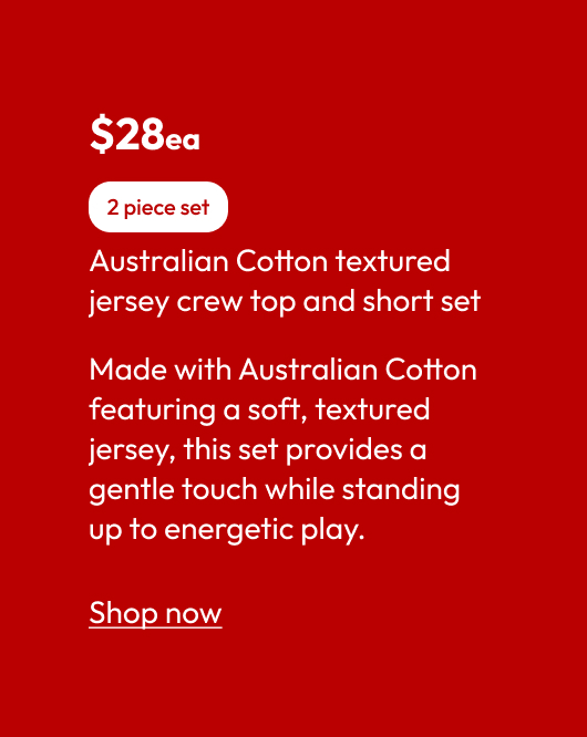 Australian Cotton textured jersey crew top and short set