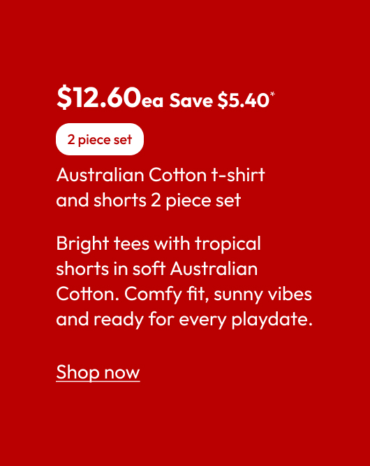Australian Cotton t-shirt and shorts 2 piece set
