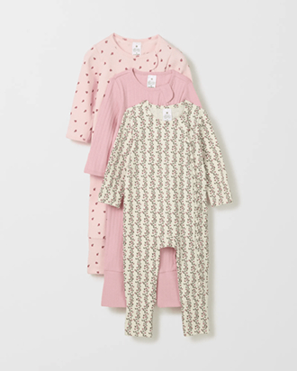 Baby organic cotton 3 pack zip coverall