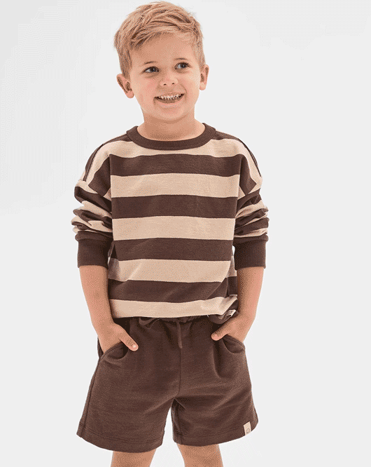 Australian Cotton textured jersey crew top and short set