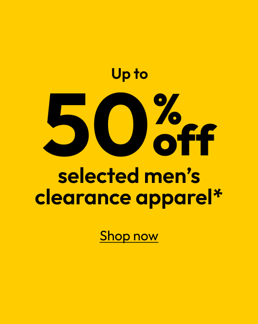 Up to 50% off selected men’s clearance apparel*