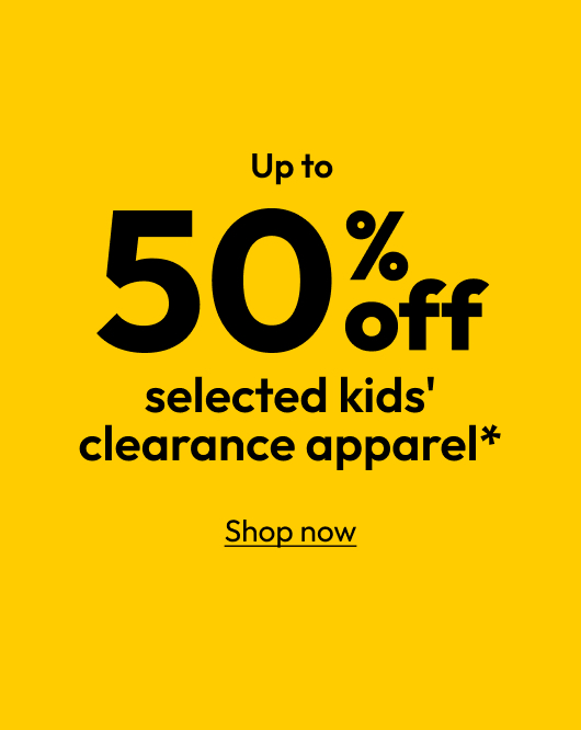 Up to 50% off selected kids' clearance apparel*