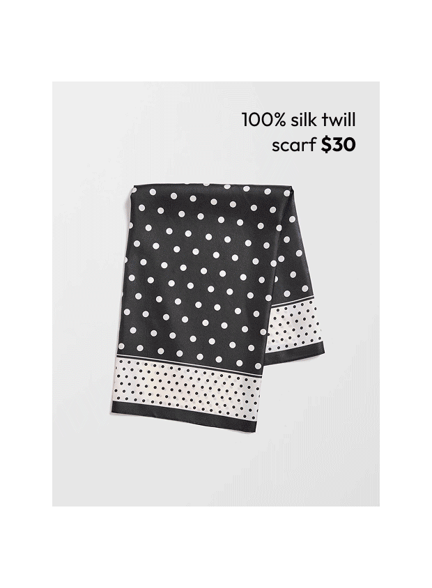 100% Silk twill scarf $30