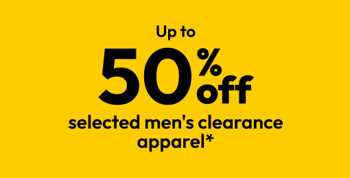 Up to 50% off selected men’s clearance apparel*