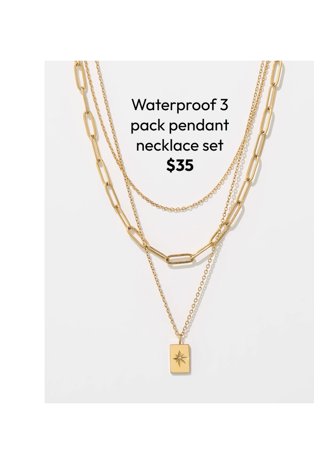 Waterproof 3 pack pendant necklace set