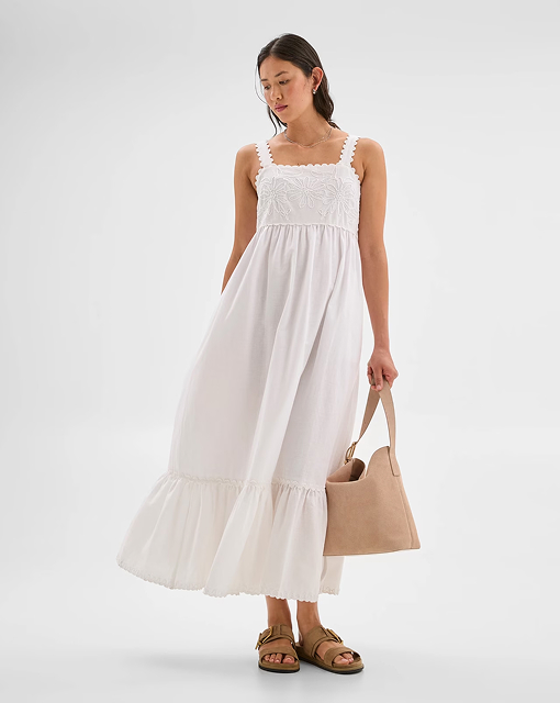 Linen blend square neck                 maxi dress