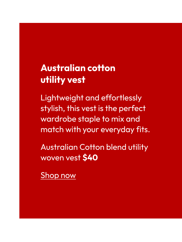 Australian Cotton blend utility woven vest
