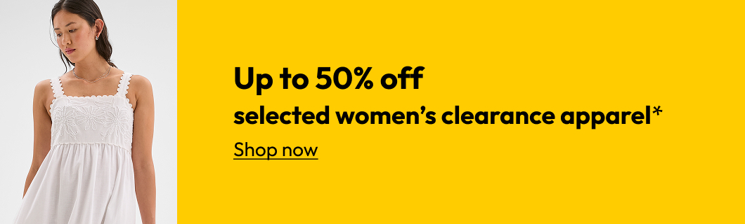 Up to 50% off selected women’s clearance apparel*