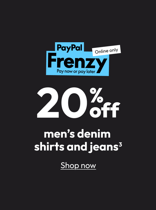 20% off men’s denim shirts and jeans