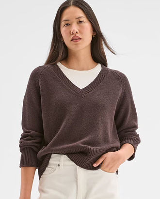 Australian Cotton blend boucle v-neck sweater
