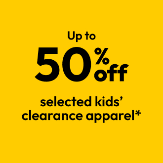 Up to 50% off selected kids’ clearance apparel*