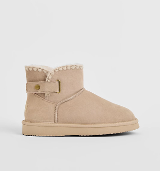 Women’s leather and sheepskin platform stitched pixie boot