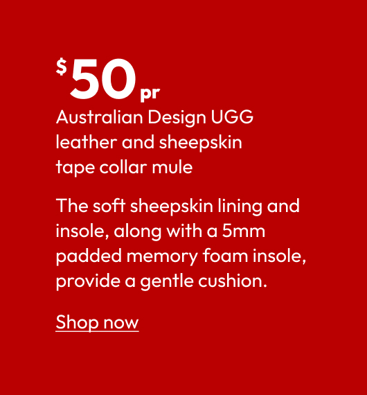 Australian Design UGG leather and sheepskin tape collar mule