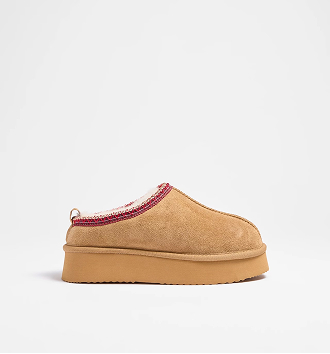 Youth leather and sheepskin tape scuff slippers