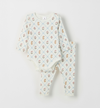 Organic cotton pointelle bodysuit and leggings set