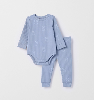 Organic cotton rib bodysuit and leggings set