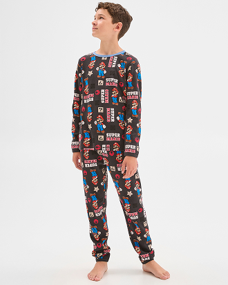Super Mario Australian Cotton boys 7-16 waffle knit PJ Set