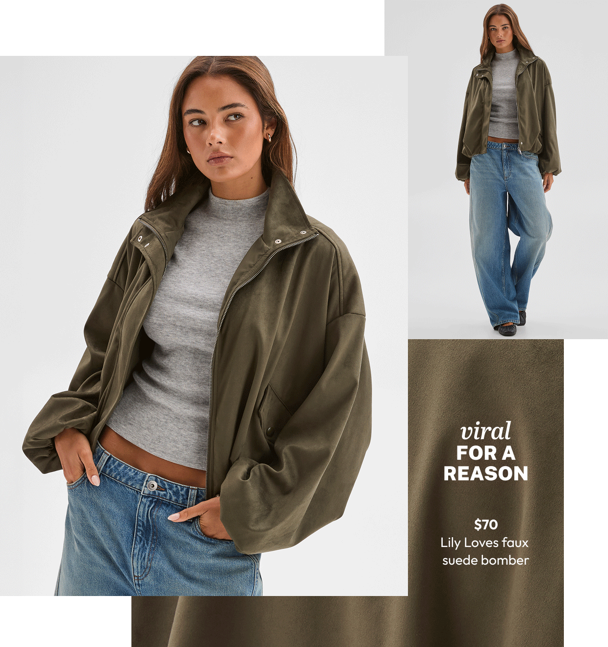 Lily Loves faux suede bomber