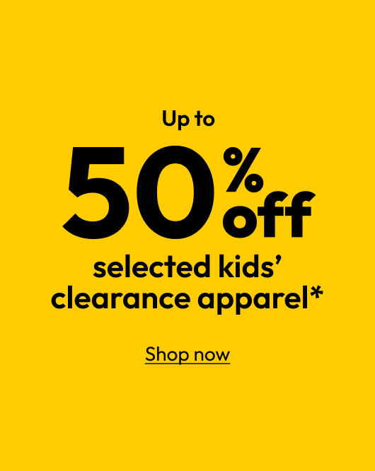 Up to 50% off selected kids’ clearance apparel*