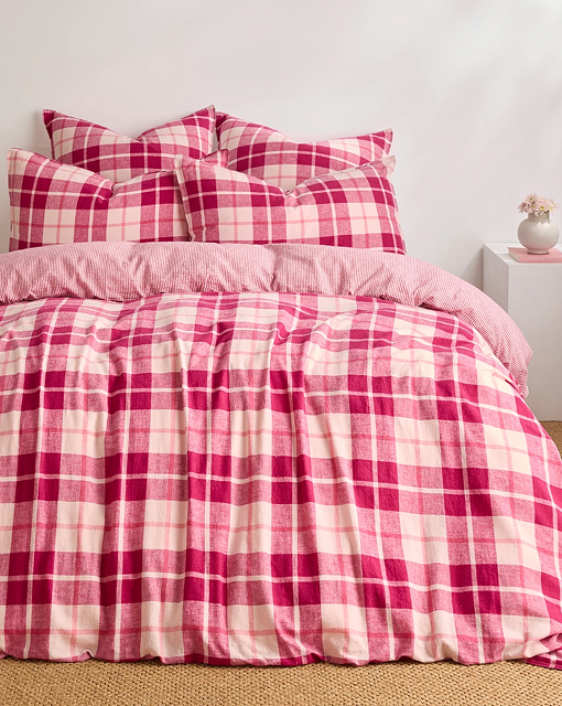 Ashlee check linen/cotton quilt cover set