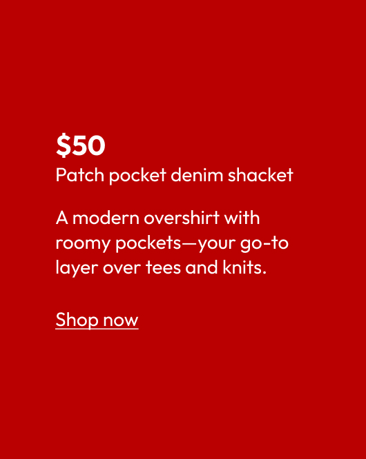 Patch pocket denim shacket
