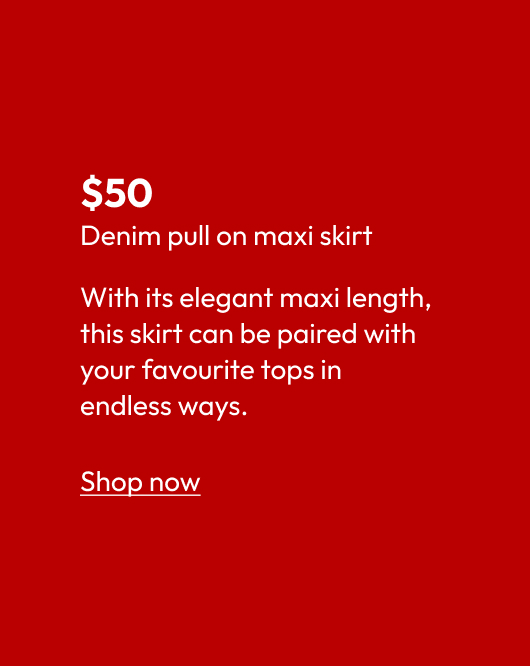 Denim pull on maxi skirt