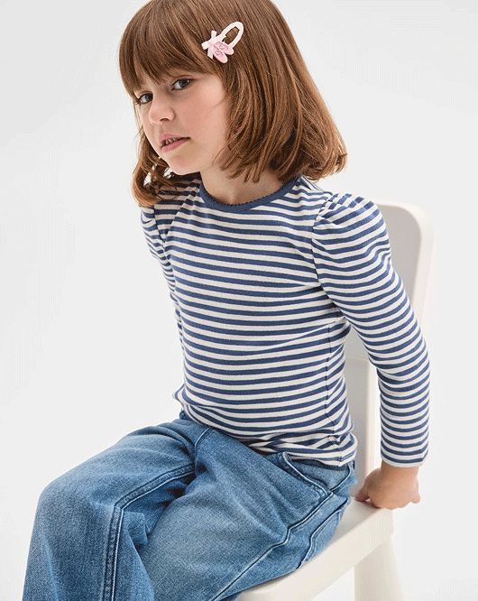 Denim folded up hem wide leg jeans