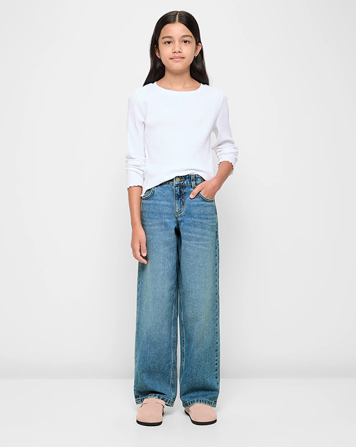 Girls 7-16 wide leg denim jeans