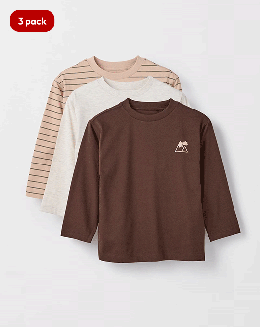 Girls 1-8 Australian Cotton 3 pack long sleeve t-shirt