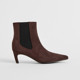 Faux suede kitten heel boots