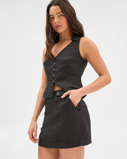 Lily Loves European linen blend mini skirt