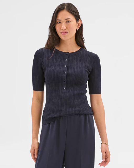 Preview textured knit henley top