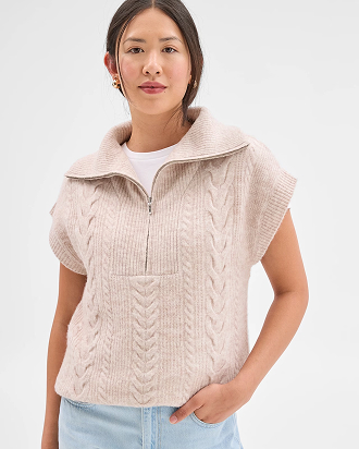 Lightweight lofty cable knit vest