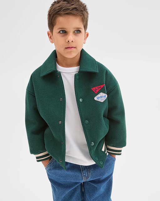 Boys 1-8 long sleeve varsity bomber jacket