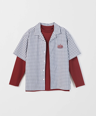 Boxy shirt and long sleeve t-shirt set