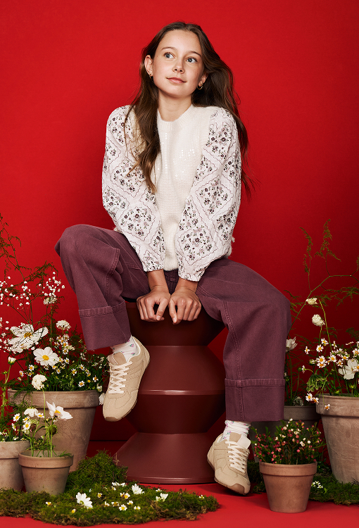 Denim Wide Leg Cuffed Jeans