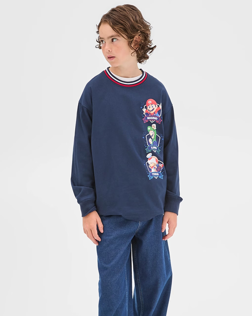 Boys 7-16 Super Mario Australian Cotton long sleeve t-shirt