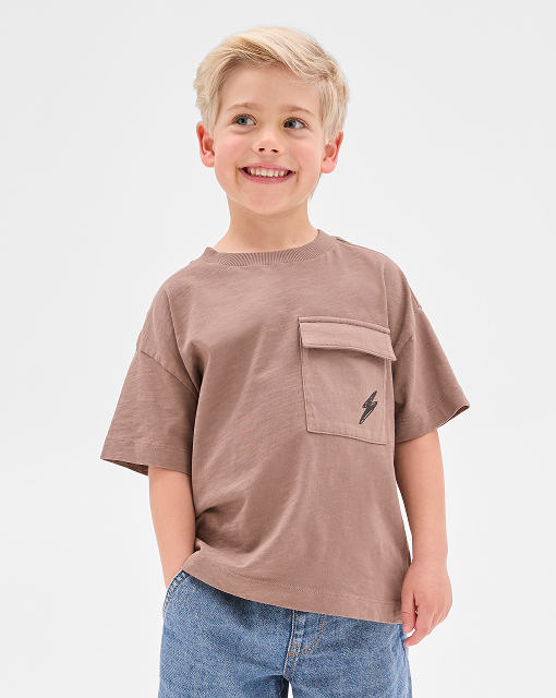 Boys 1-8 Australian Cotton oversized washed pocket t-shirt