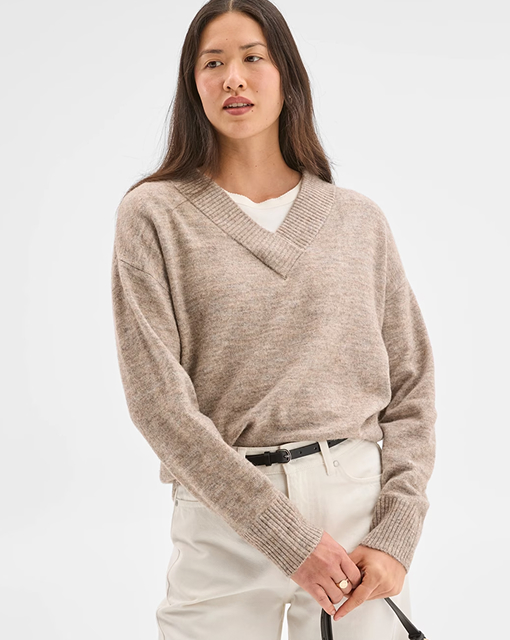 Lightweight lofty v-neck sweater