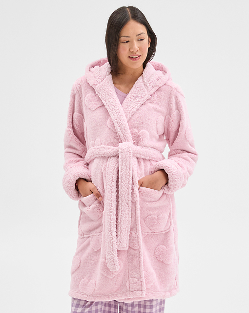 Sherpa hooded heart robe
