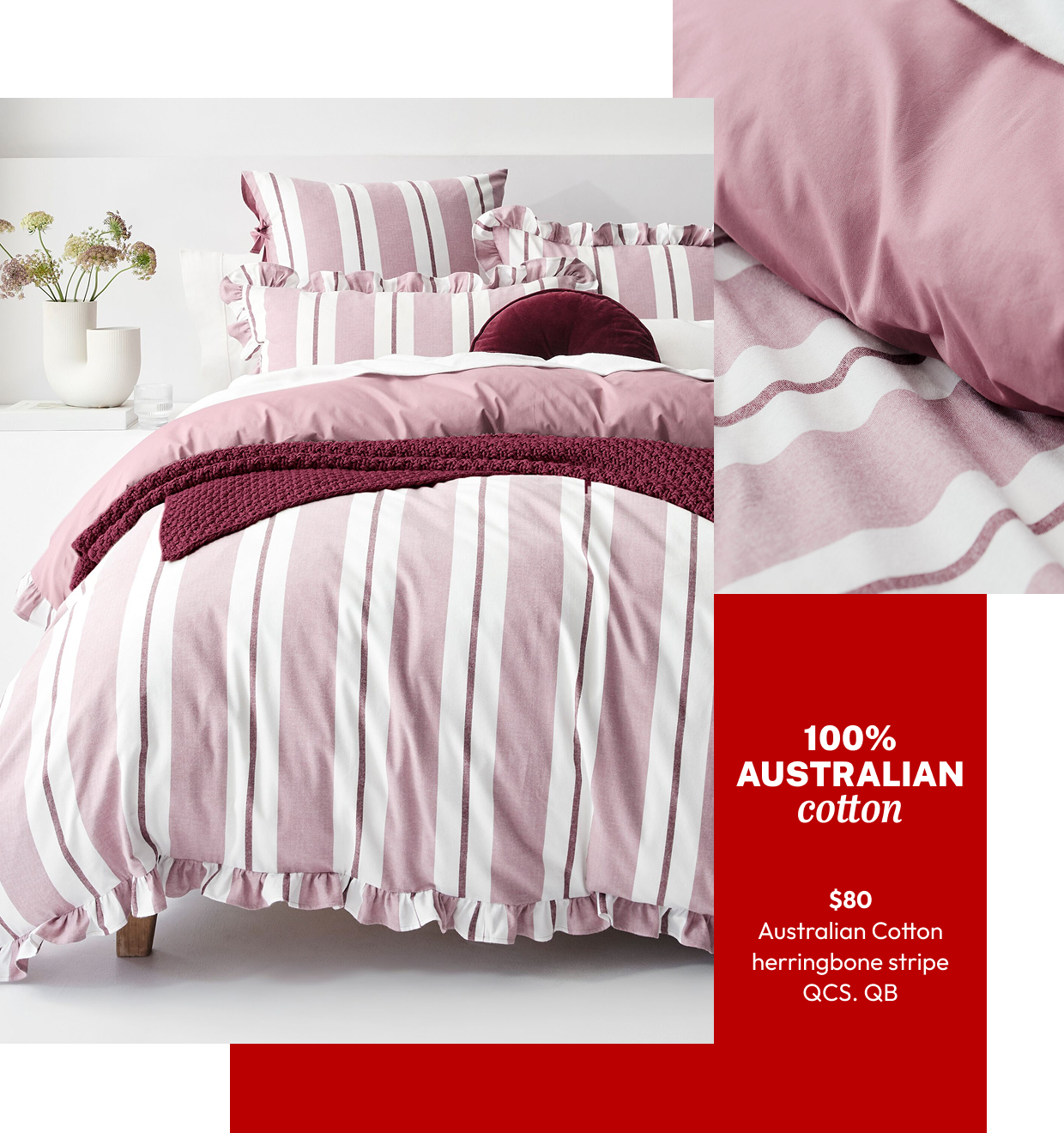 Australian Cotton Herringbone stripe QCS. QB